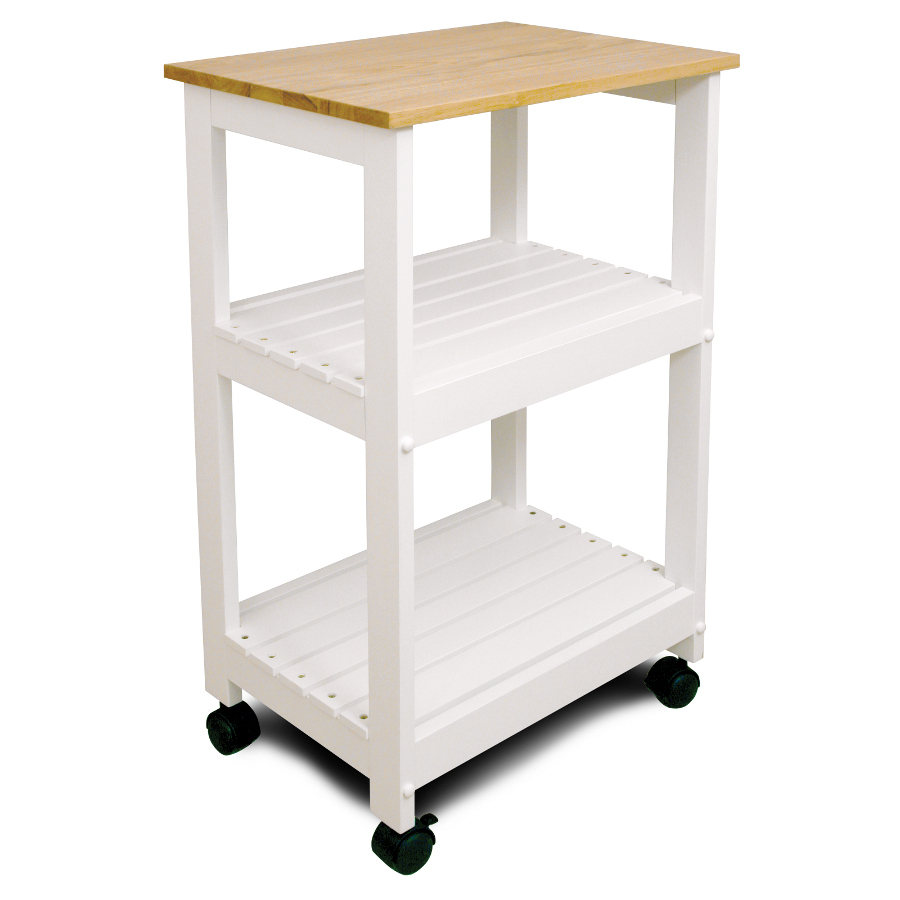 Catskill White Kitchen Trolley - 21"x15" Utility Cart with 2 Slatted Shelves