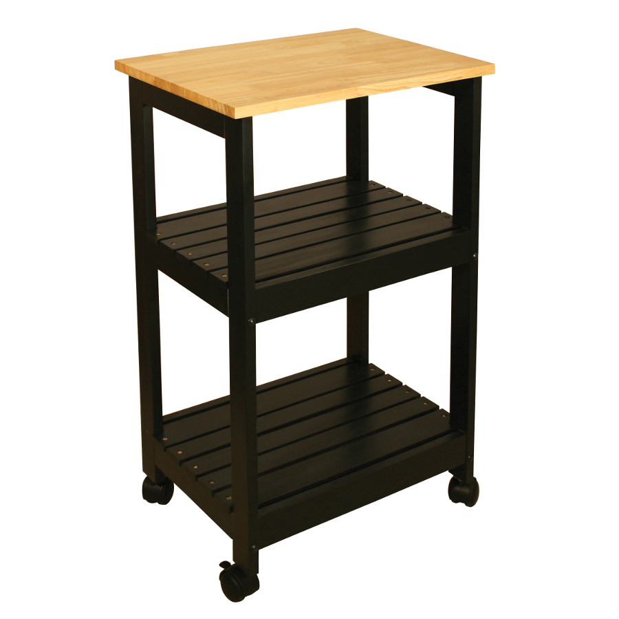 Catskill Black Lacquer Kitchen Trolley - 21" x 15" Top; Slatted Shelves